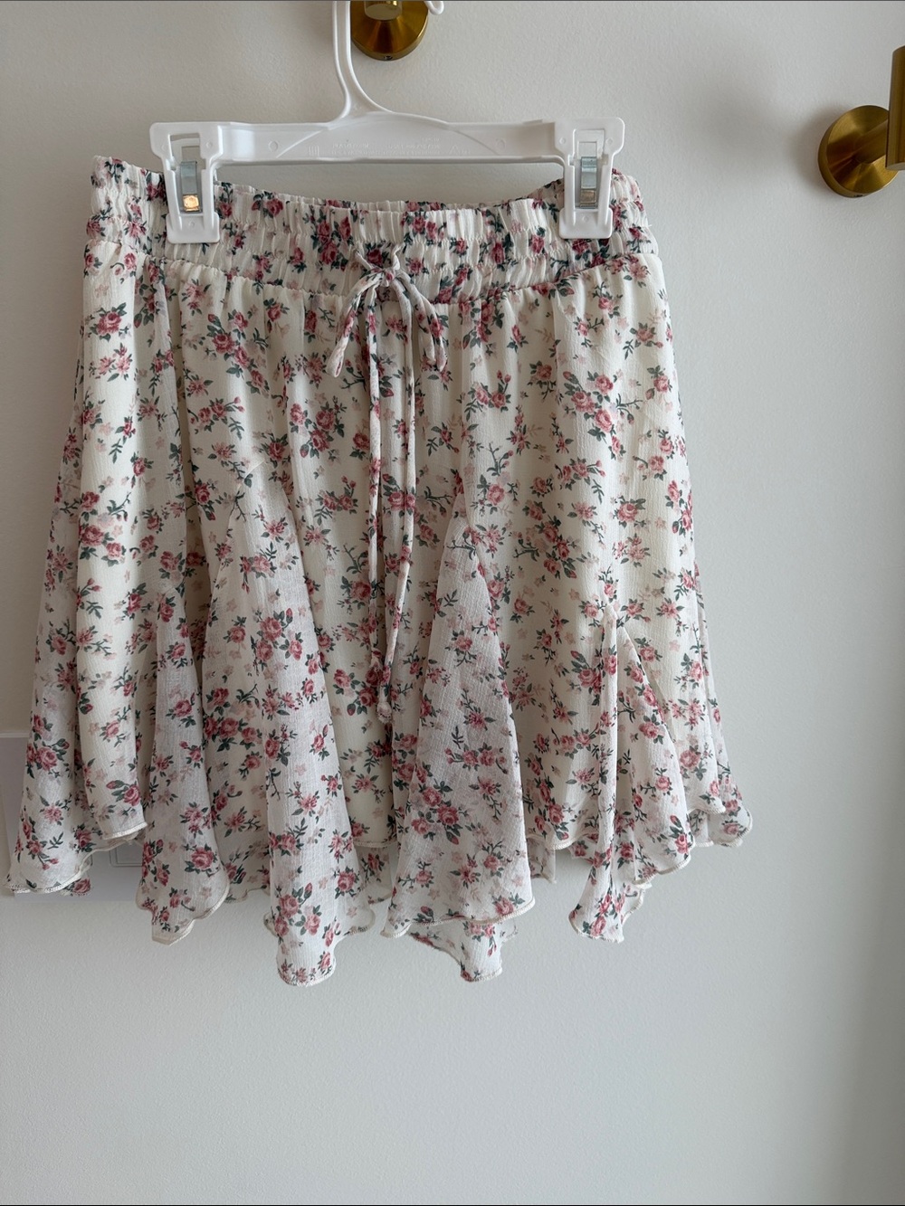 Ditsy Floral Circle Skirt - Cream with Pink Roses